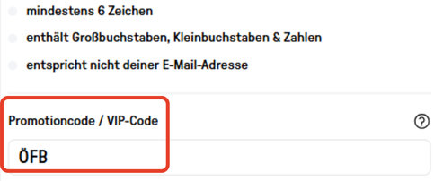 Screenshot Registrierung