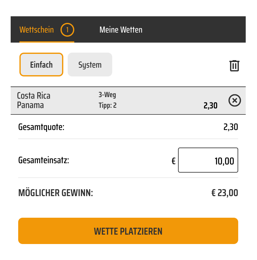 Beispiel Wettschein