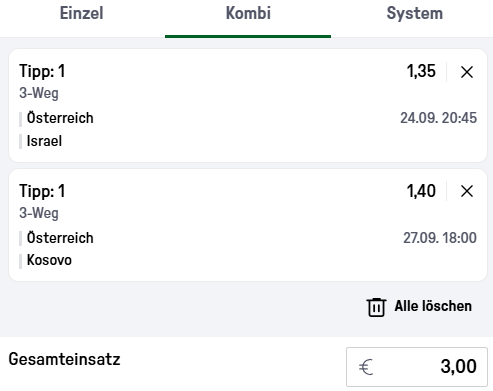 Wettschein mit Tipp